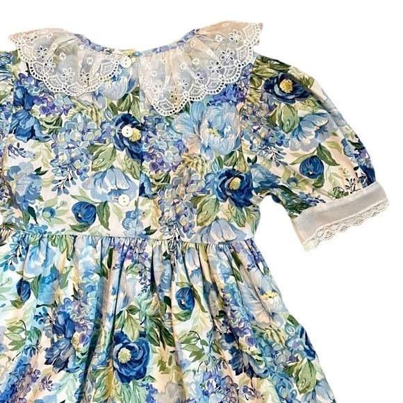 Vintage Iris & Ivy Party Dress Cottagecore Floral Print Sheer collar & Bows 6X - Picture 5 of 7